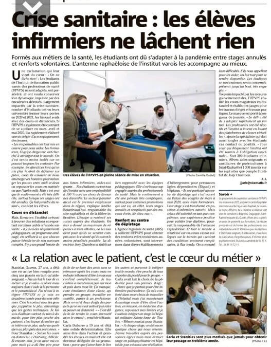 Les étudiants infirmiers de l’IFPVPS Saint-Raphaël mis à l’honneur dans la presse